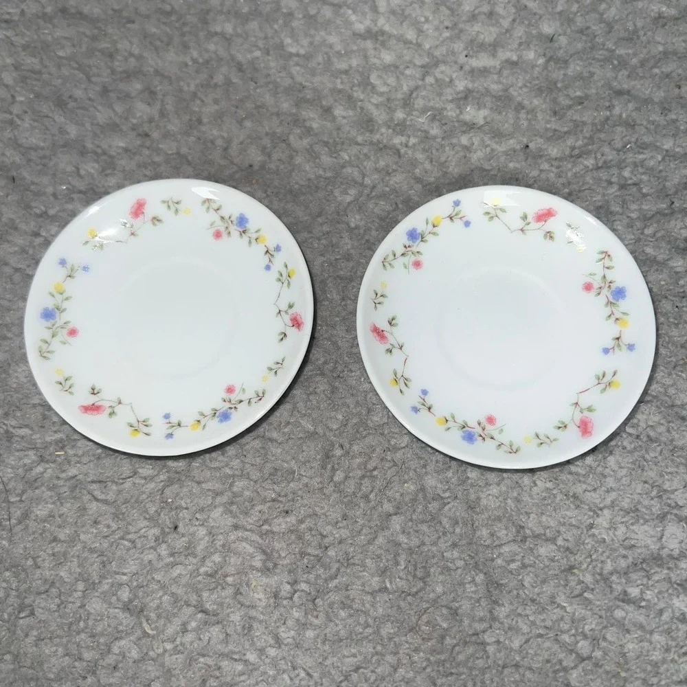 VTG Lot of 2 American Girl Doll Porcelain Floral‎ Saucer Doll Tea Party Dishware